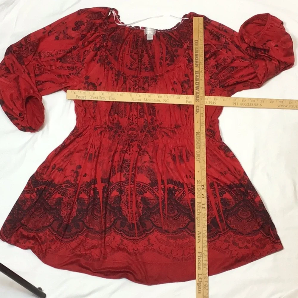 🪭 Starille Red Black Super Soft Long Sleeve Top & Pants Loungewear Set Sz.M/L - Picture 6 of 11